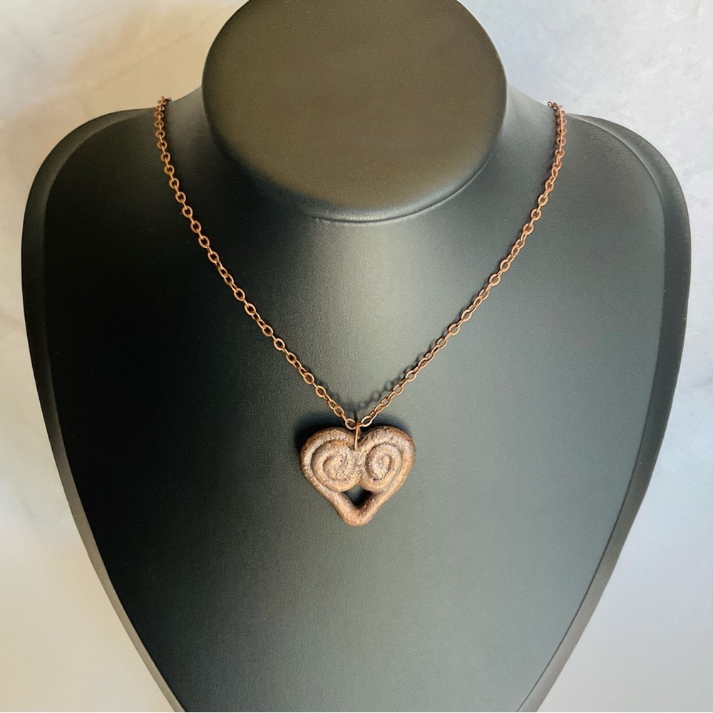 Copper Necklace Pendant Heart Handmade Jewelry USA Love Hippie Boho 18” Chain